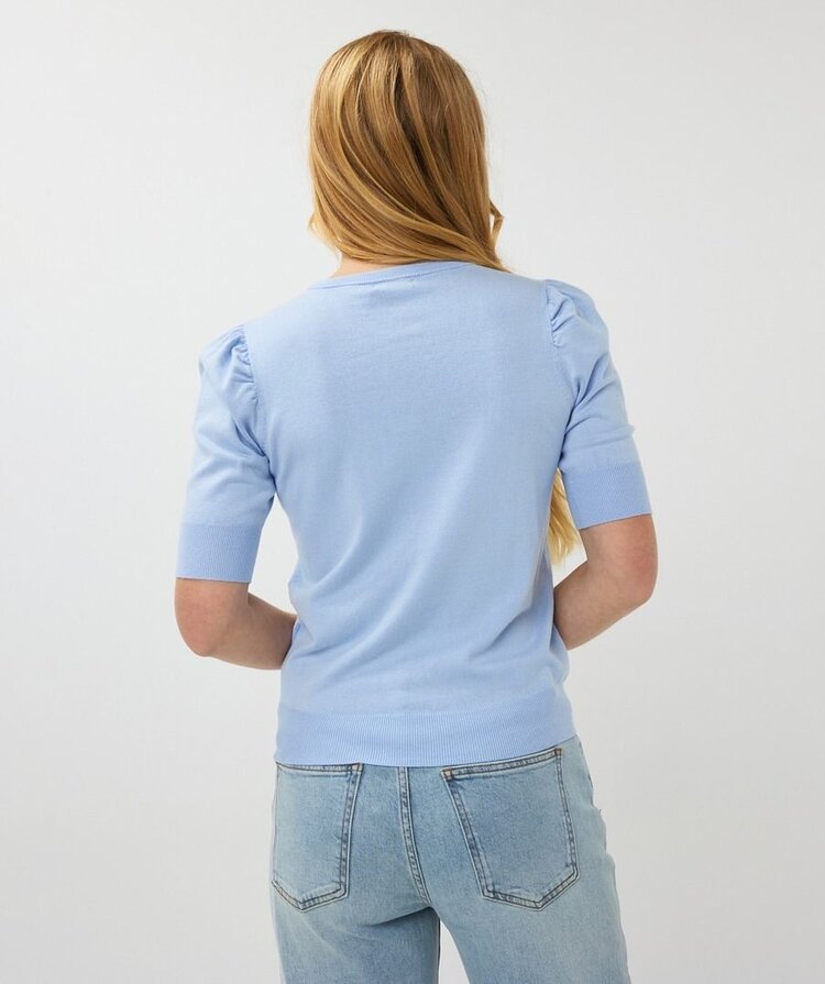 Esqualo Esqualo SP2507007 Gathered Short Sleeve V Neckline Knit