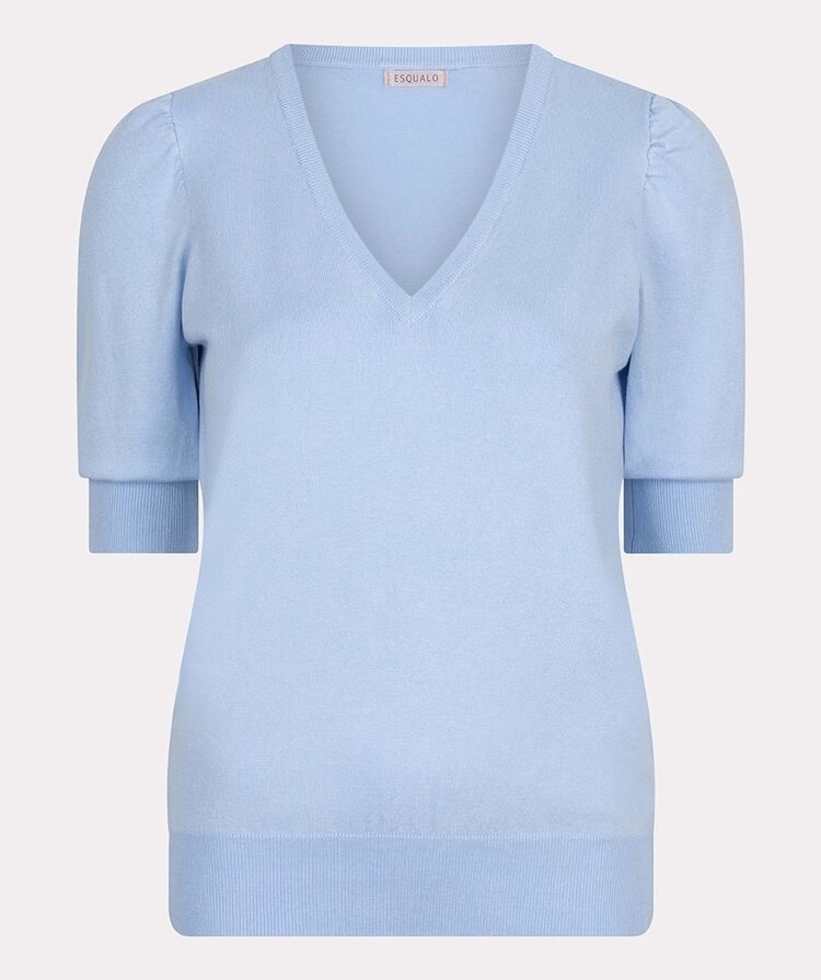 Esqualo Esqualo SP2507007 Gathered Short Sleeve V Neckline Knit