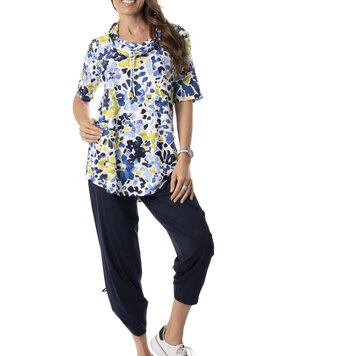 Pure Essence Pure Essence short sleeve cowl neck top 598-4574