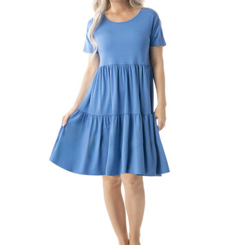 Pure Essence Pure Essence 210-5086 short sleeve tiered short dress