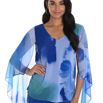 Frank Lyman Frank Lyman 256270 V Neck Flowy Pull Over Top