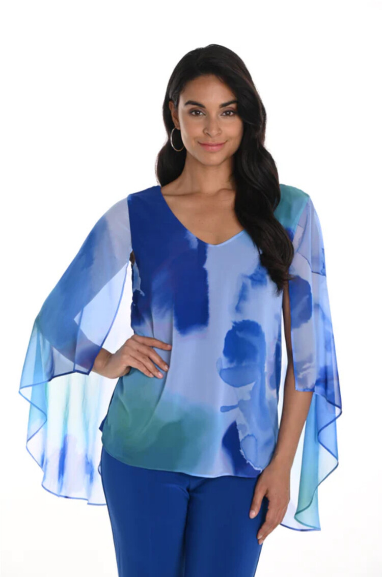 Frank Lyman Frank Lyman 256270 V Neck Flowy Pull Over Top