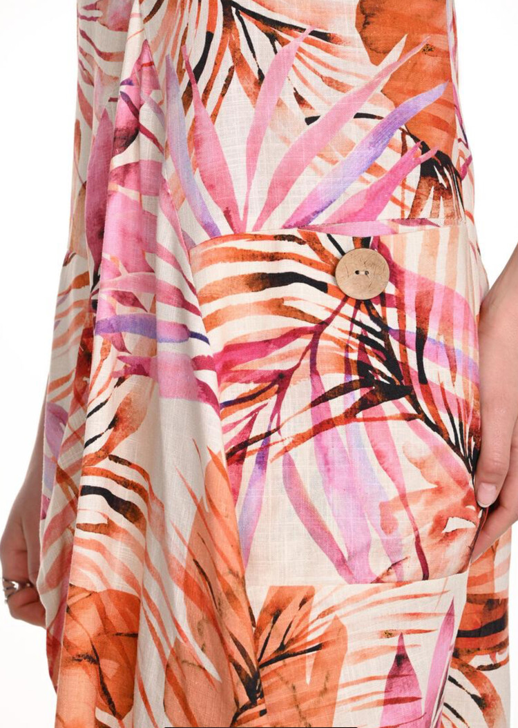 Frank Lyman Frank Lyman 256286 Sleeveless Woven Dress with Tropical Print