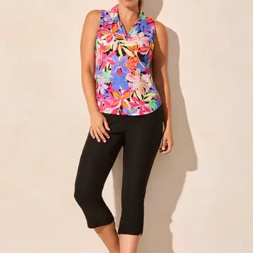 Tribal Tribal 2063O Sleeveless Polo Top w/ Shirtail