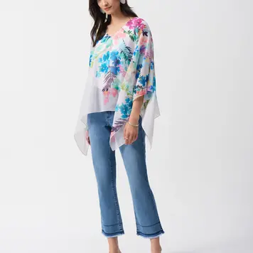 Joseph Ribkoff Joseph Ribkoff 251238 Chiffon Floral Print Poncho Top
