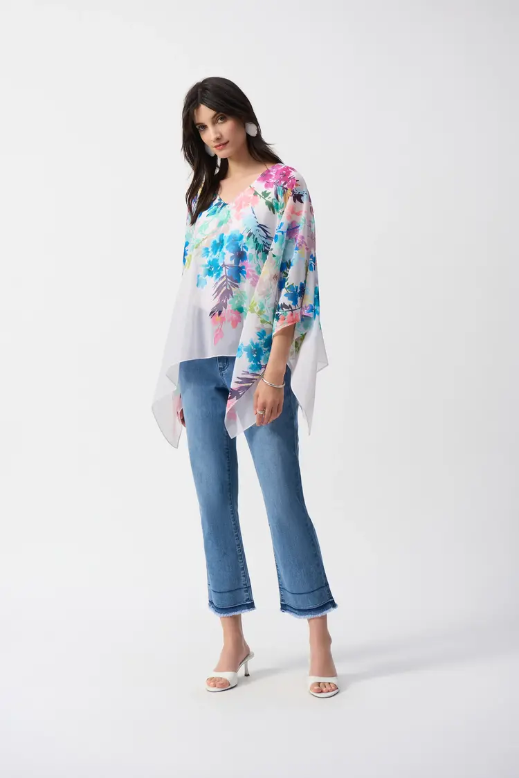 Joseph Ribkoff Joseph Ribkoff 251238 Chiffon Floral Print Poncho Top