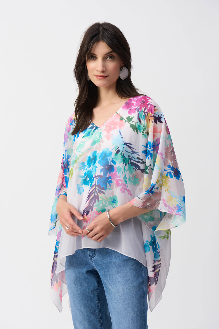 Joseph Ribkoff Joseph Ribkoff 251238 Chiffon Floral Print Poncho Top