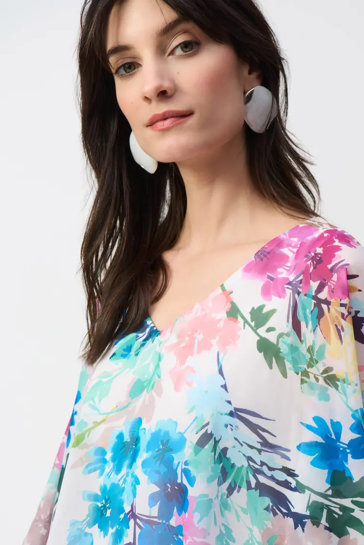 Joseph Ribkoff Joseph Ribkoff 251238 Chiffon Floral Print Poncho Top
