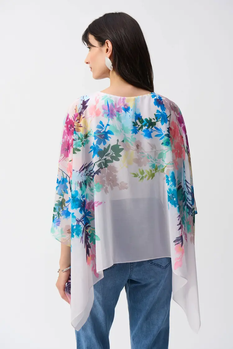 Joseph Ribkoff Joseph Ribkoff 251238 Chiffon Floral Print Poncho Top