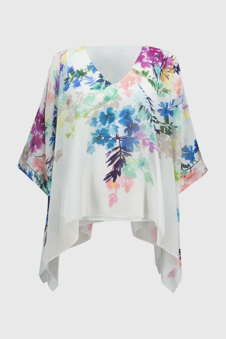Joseph Ribkoff Joseph Ribkoff 251238 Chiffon Floral Print Poncho Top