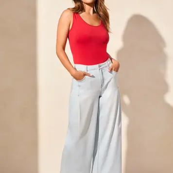 Tribal Tribal 5744O Audrey Pleated Wide Leg Jeans 29”  Inseam