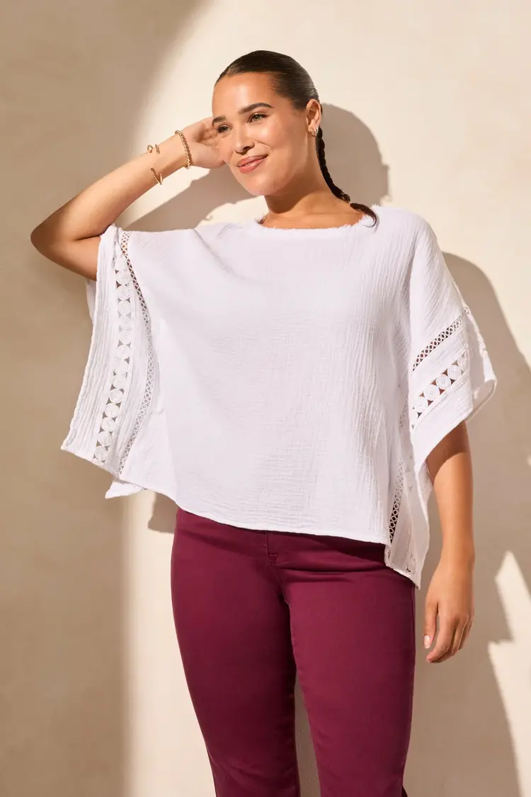 Tribal Tribal 5778O Kaftan Blouse with Fancy Trims