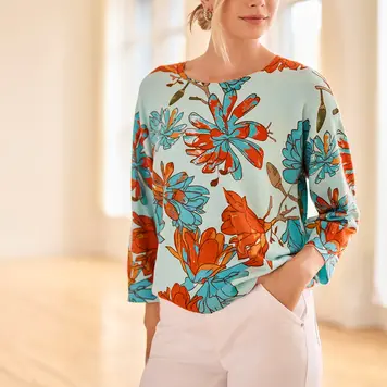 Tribal Tribal 3/4 Sleeve Crew Neck Sweater 2175O