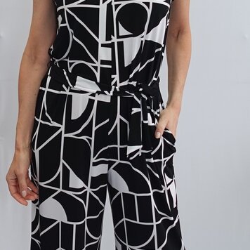 Soft Works Soft Works Sleeveless V Neck Jumpsuit with Fabric Belt and Pockets