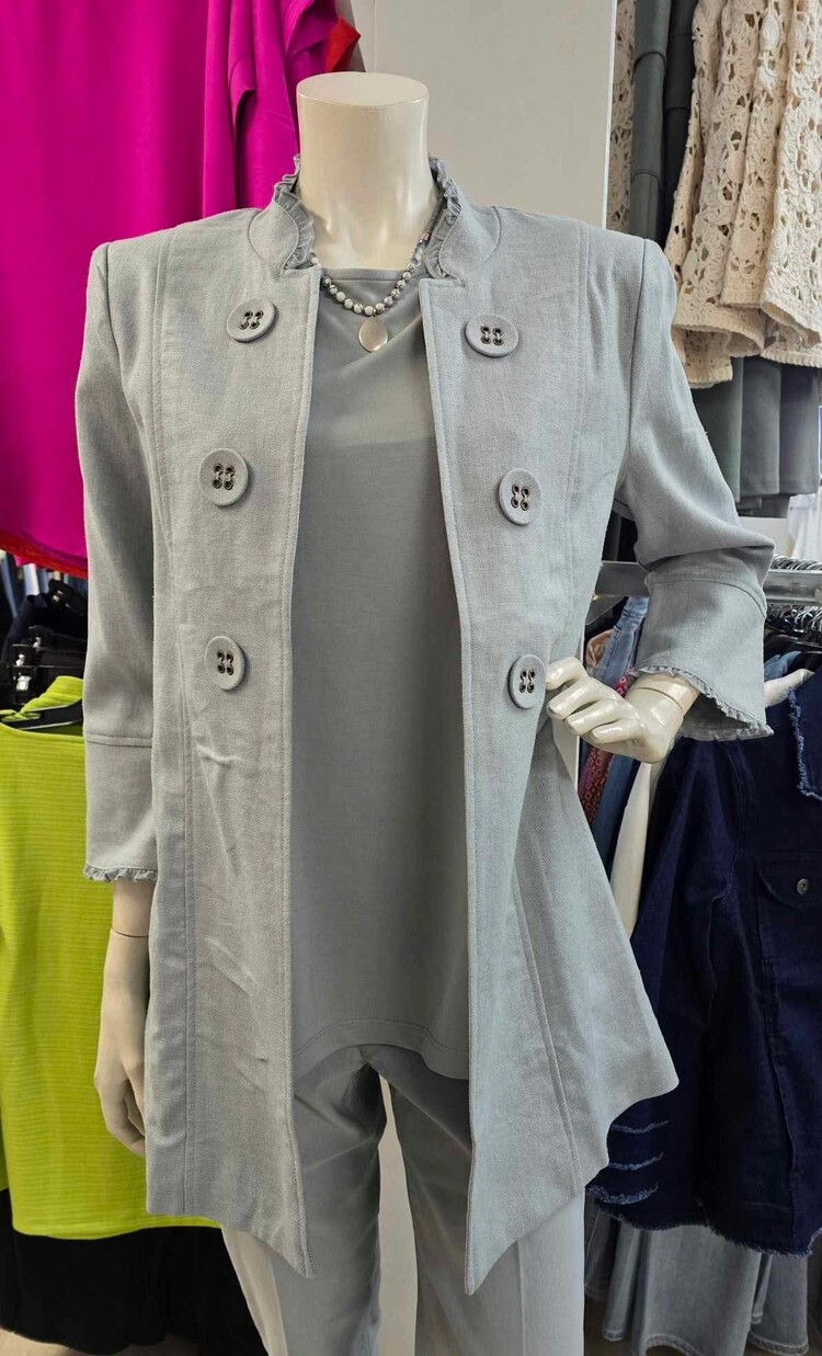 Multiples Multiples M15107JM Ruffle Hem 3/4 Flounce Sleeve Jacket