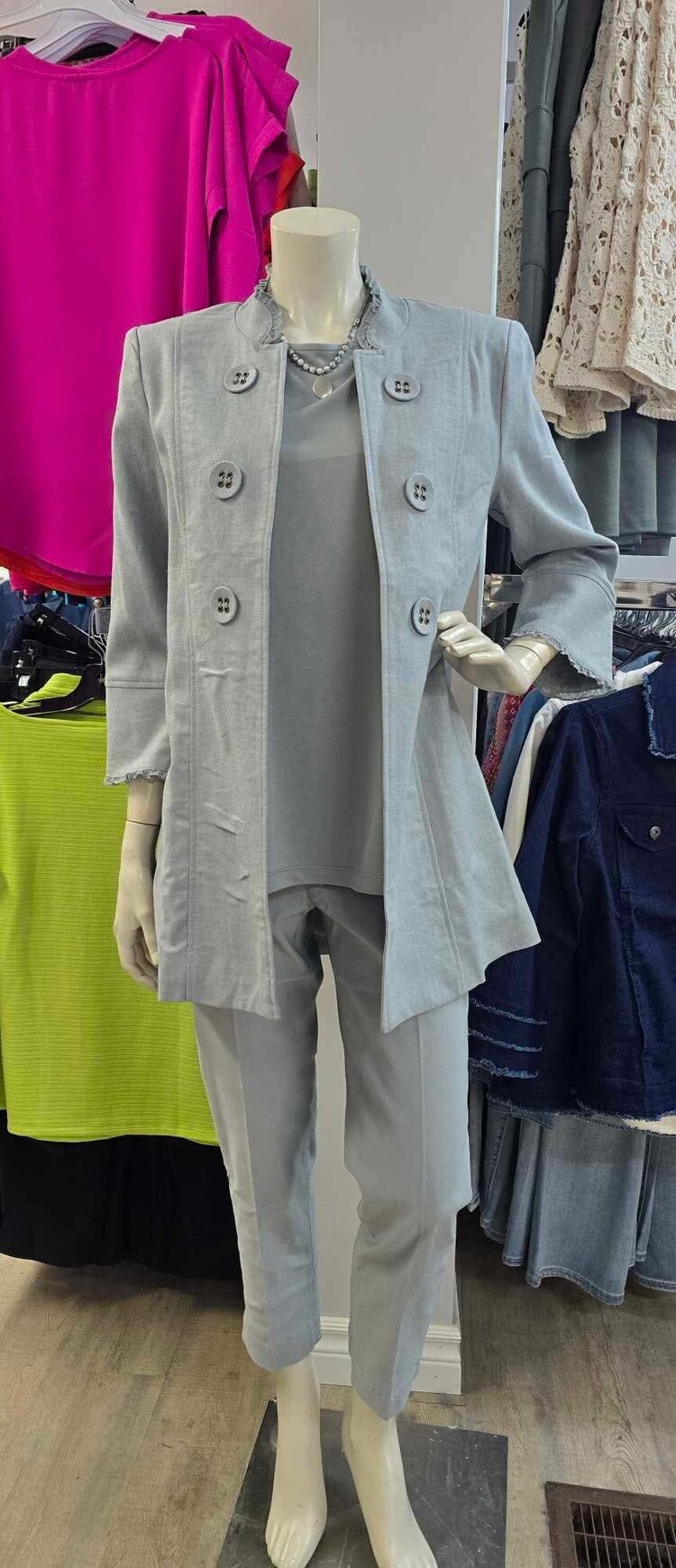 Multiples Multiples M15107JM Ruffle Hem 3/4 Flounce Sleeve Jacket