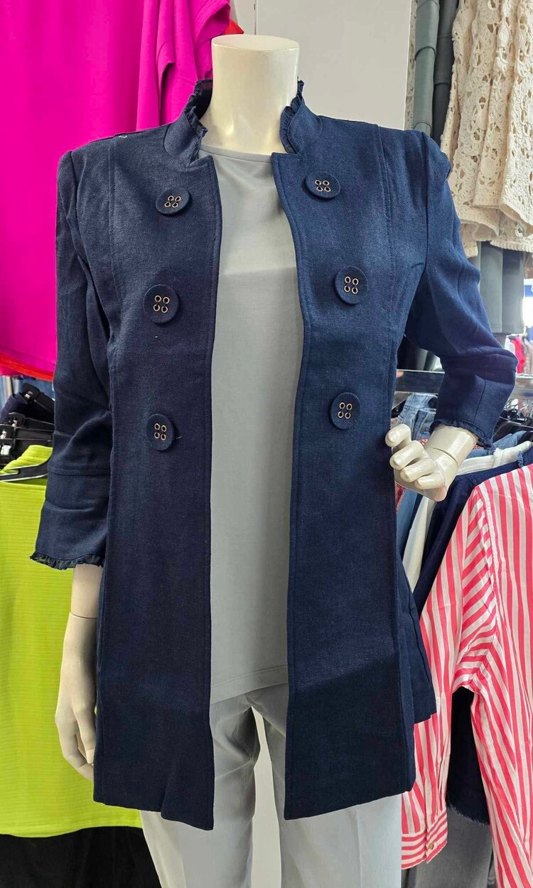 Multiples Multiples M15107JM Ruffle Hem 3/4 Flounce Sleeve Jacket