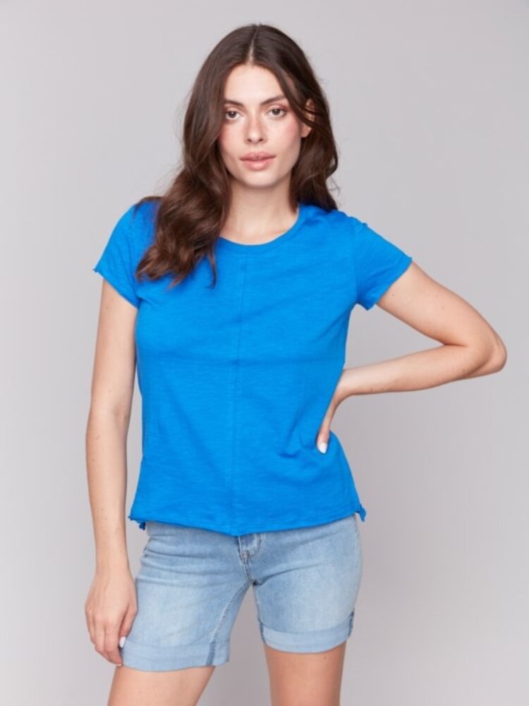 Charlie B Charlie B Short Sleeve Round Neck Organic Cotton Slub Tee C1310X