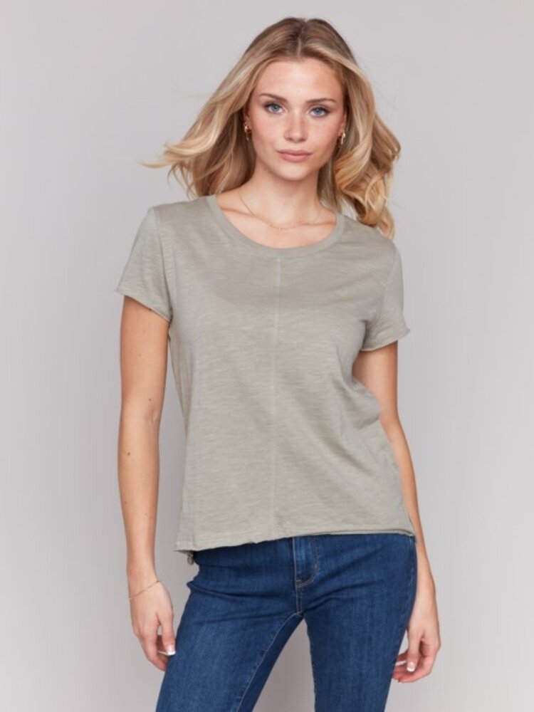 Charlie B Charlie B Short Sleeve Round Neck Organic Cotton Slub Tee C1310X