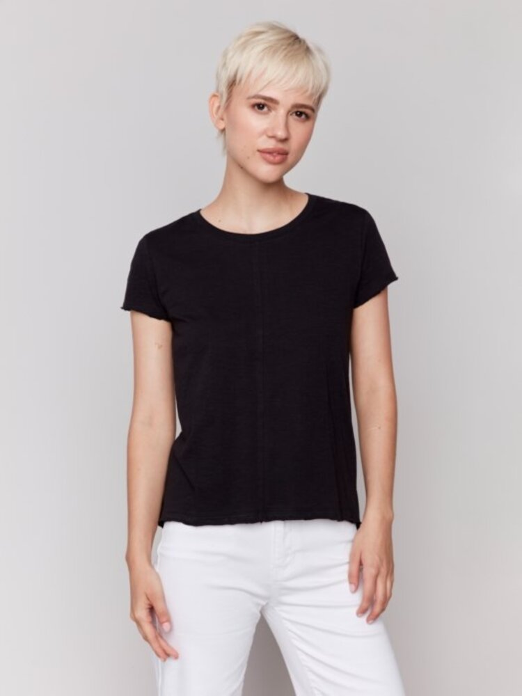 Charlie B Charlie B Short Sleeve Round Neck Organic Cotton Slub Tee C1310X