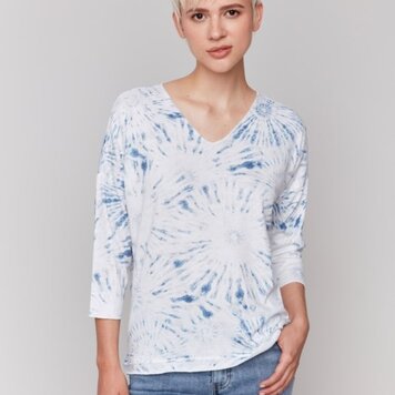 Charlie B Charlie B Printed Long Sleeve V Neck Top C1264B