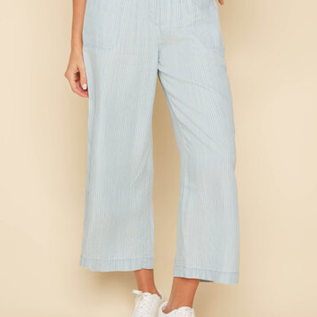 Renuar Renuar Pull On Striped Woven Cropped Pant R8188