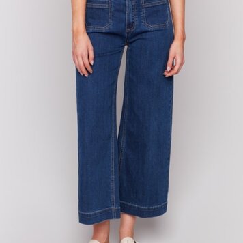 Charlie B Charlie B Cropped Flare Leg Front Pocket Pant C5538