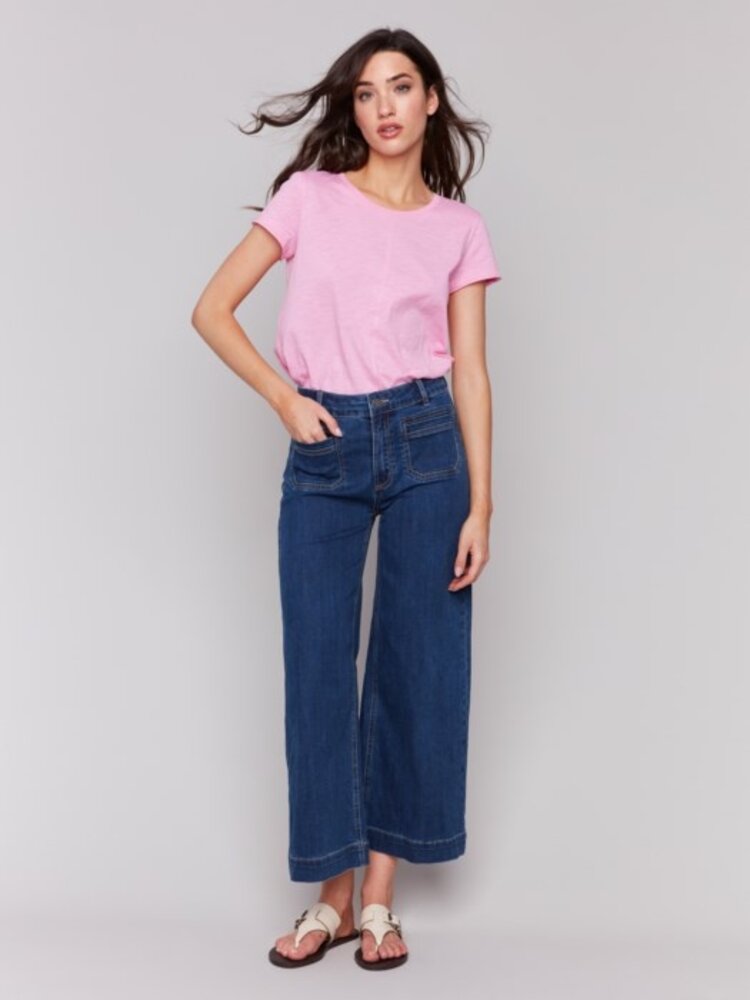 Charlie B Charlie B Cropped Flare Leg Front Pocket Pant C5538