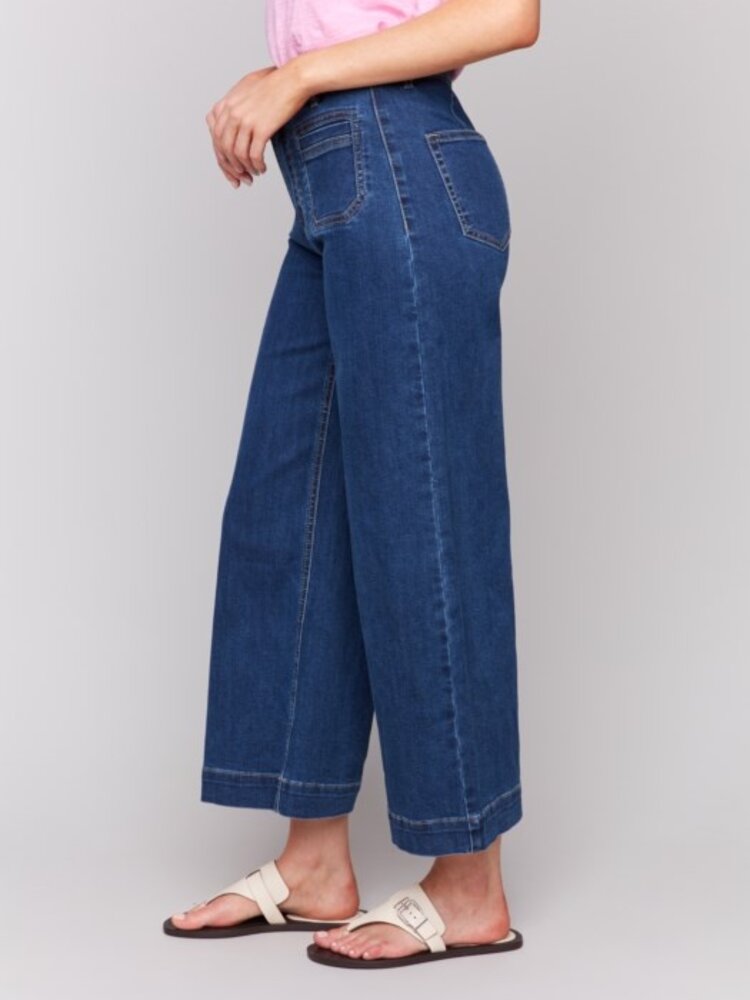 Charlie B Charlie B Cropped Flare Leg Front Pocket Pant C5538