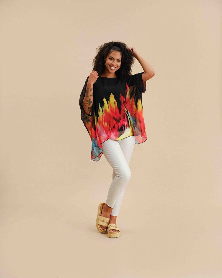 Funsport Funsport Chiffon Blouse with Solid Cami 251D17