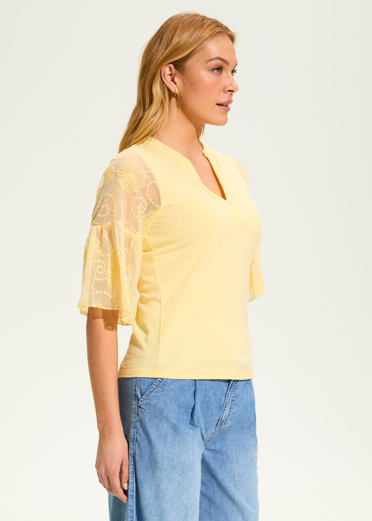 French Dressing Jeans FDJ 3/4 Mesh Bell Sleeve Top 3700476