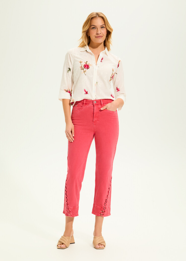 French Dressing Jeans FDJ Suzanne High Rise Straight Crop with Braided Detail 6995511