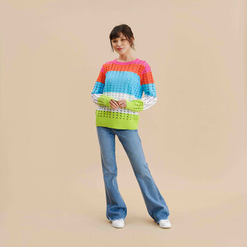 Funsport Funsport Open Knit Muli Coloured Sweater 251740