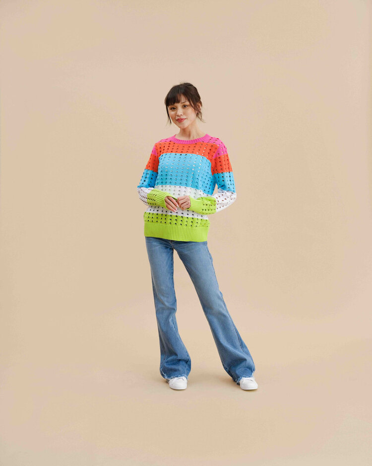 Funsport Funsport Open Knit Muli Coloured Sweater 251740