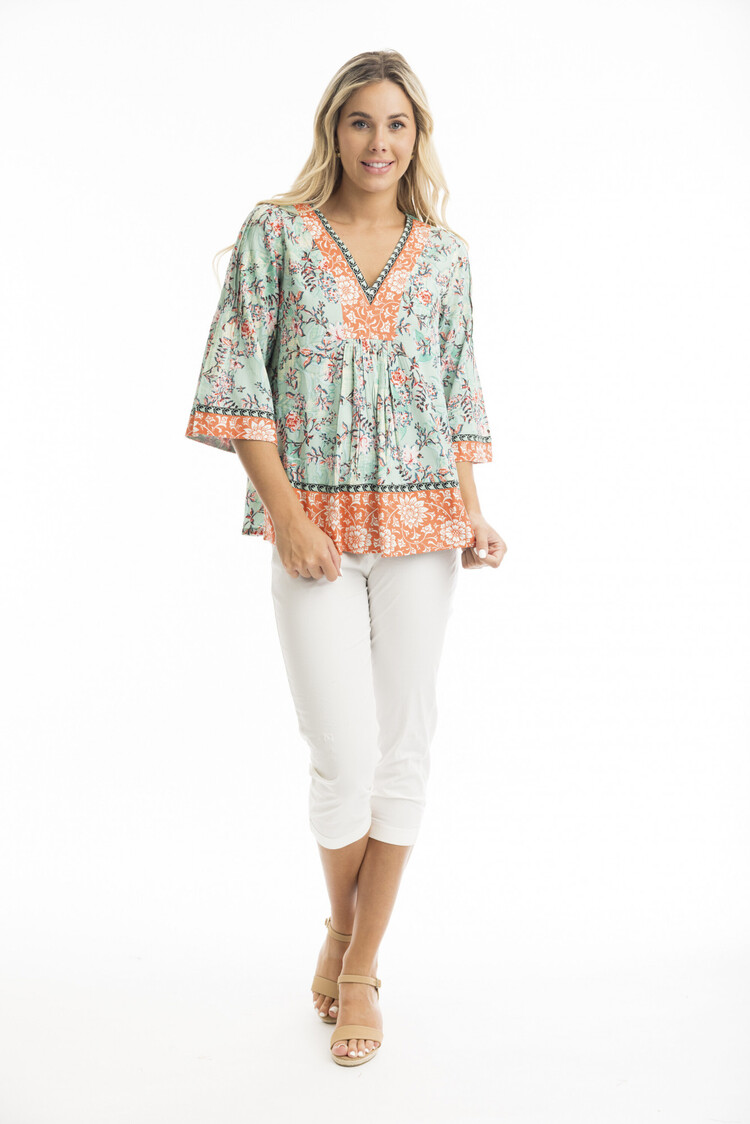Orientique 22973 Ishigaki Flared Sleeve Top