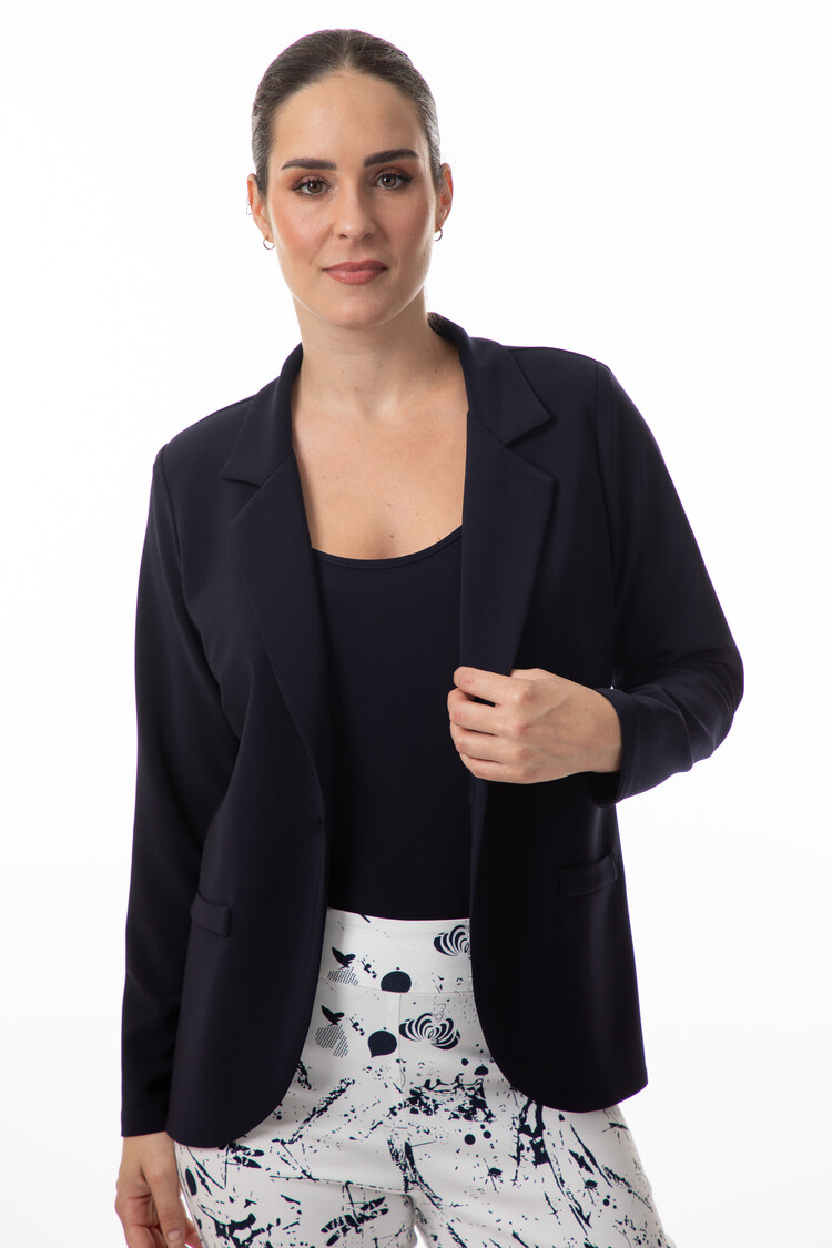 Bali Bali Single-Button Blazer with Lapels and Faux Pockets 8660