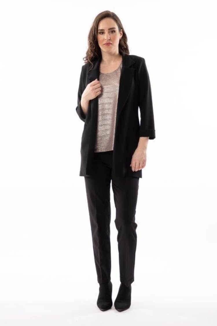 Bali Bali Open Front Long Blazer with Cuffed Sleeve 8335