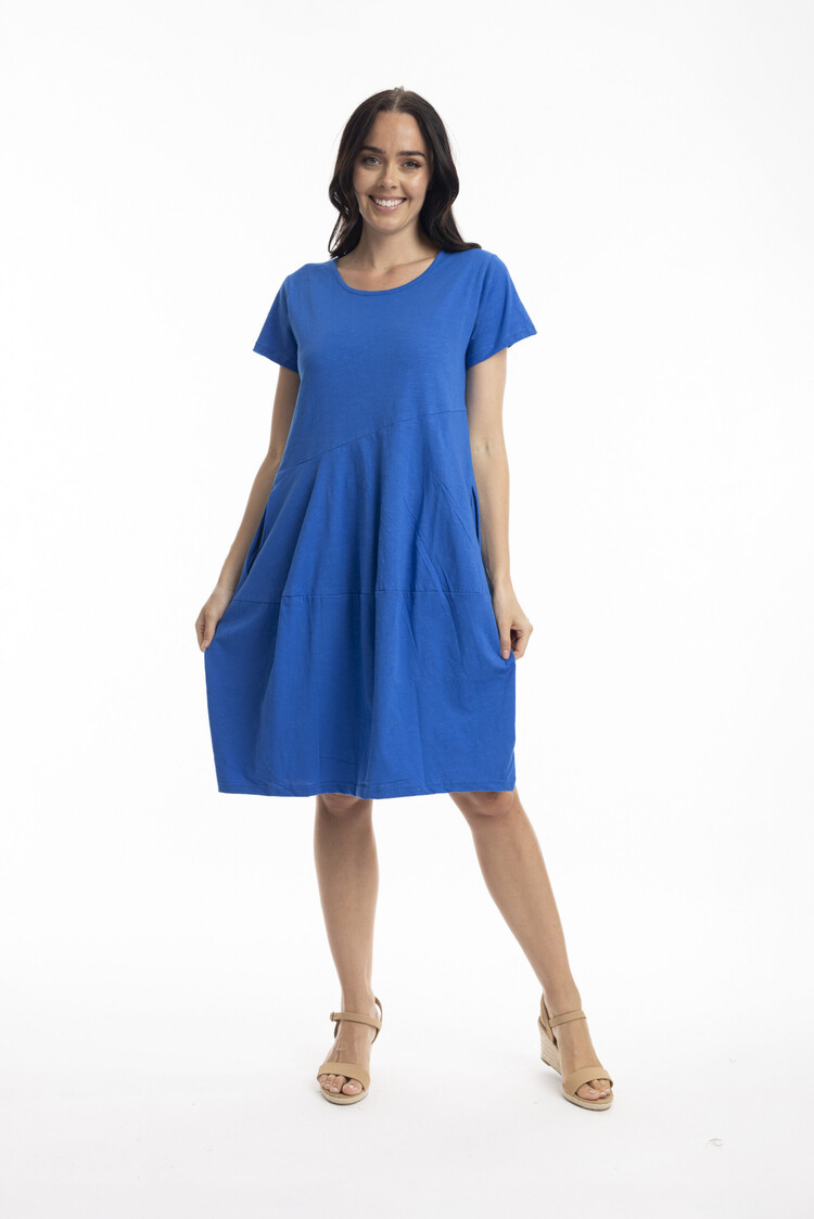 Orientique Short Sleeve Round Neck Dress W/ Pockets 1134