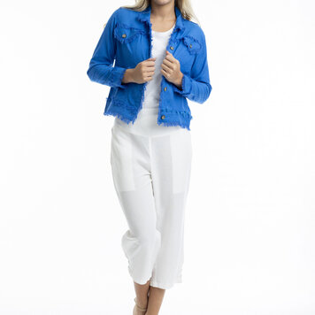 Orientique Button Up Jacket W/ Frayed Hem 42-118