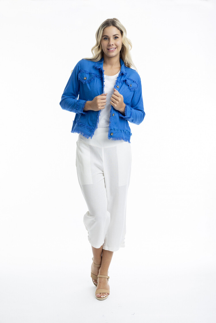 Orientique Button Up Jacket W/ Frayed Hem 42-118