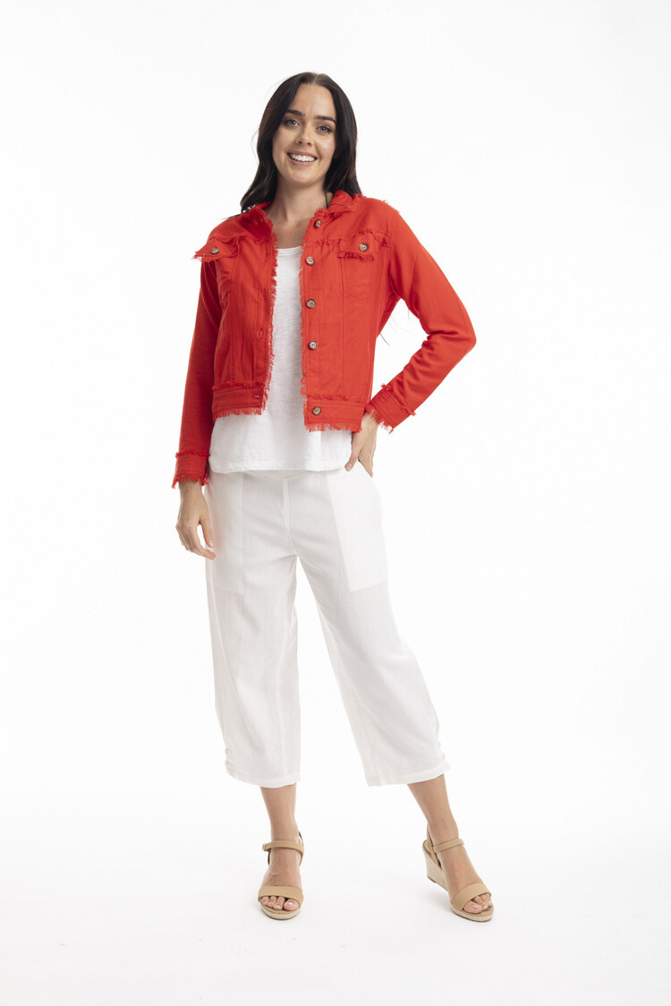 Orientique Button Up Jacket W/ Frayed Hem 42-118