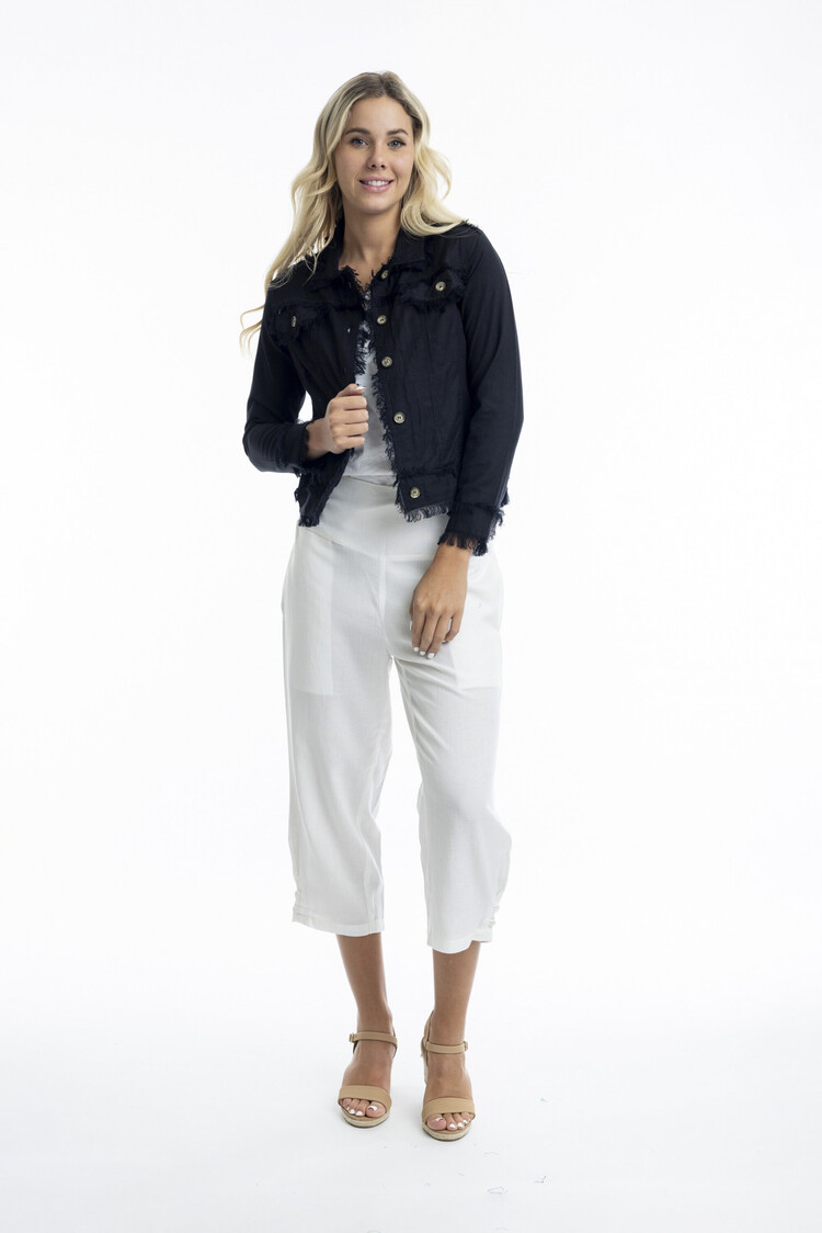 Orientique Button Up Jacket W/ Frayed Hem 42-118