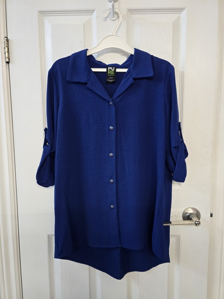 Pure Essence Pure Essence Button Front Blouse with 3/4 Roll Tab Sleeve 256-4999