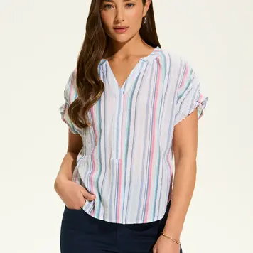 French Dressing Jeans FDJ Crinkle Striped Top 7607818