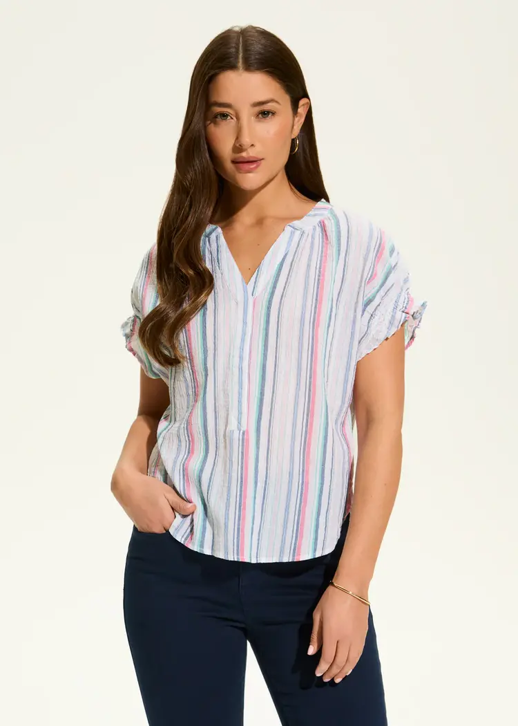 French Dressing Jeans FDJ Crinkle Striped Top 7607818