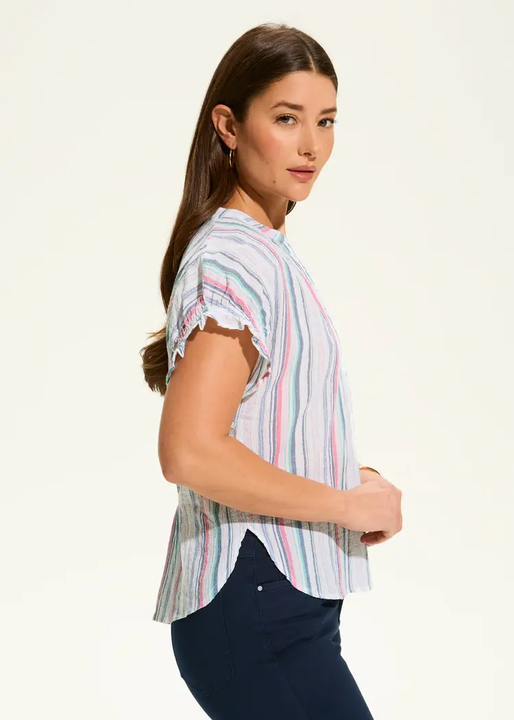 French Dressing Jeans FDJ Crinkle Striped Top 7607818