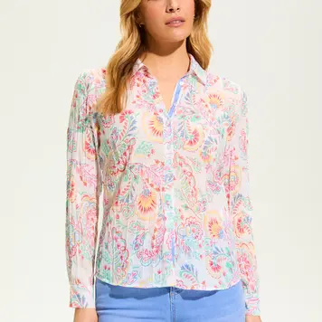 French Dressing Jeans FDJ Paisley Crinkle Blouse 7627881