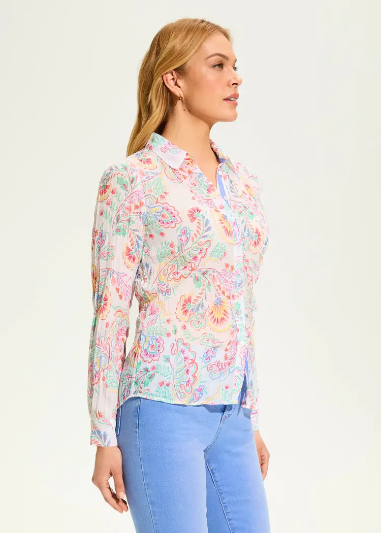 French Dressing Jeans FDJ Paisley Crinkle Blouse 7627881