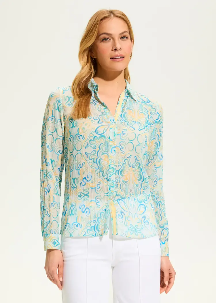 French Dressing Jeans FDJ Kaleidoscope Crinkle Shirt 7399881