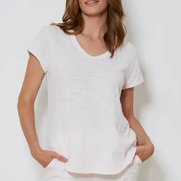 Mododoc Mododoc v-neck tee w. Curve hem 41E-95743